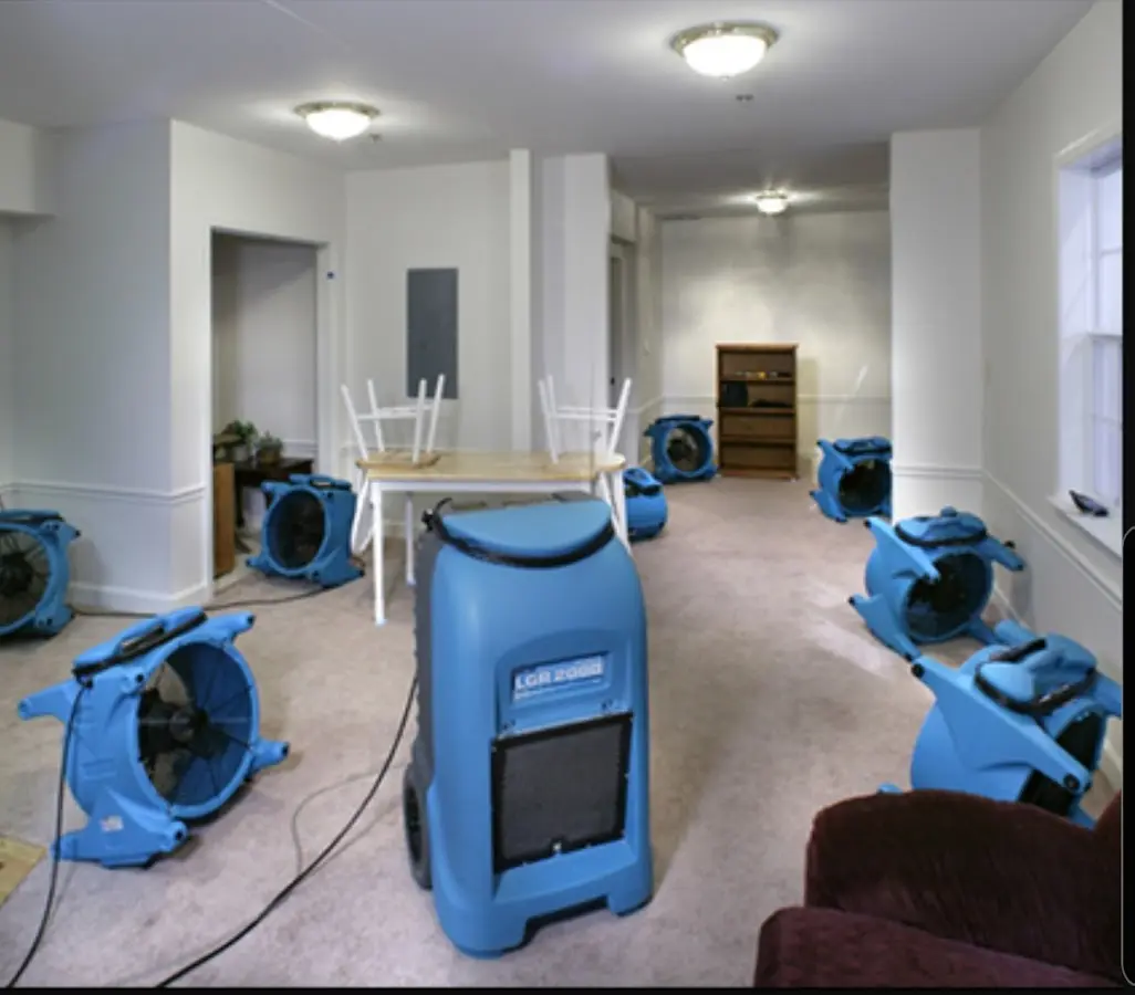 Air movers and dehumidifier setup for Water Extraction & Removal in Birmingham